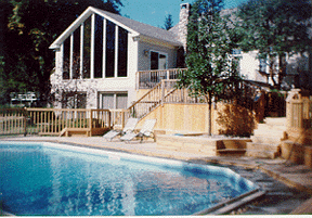 pool built into deck